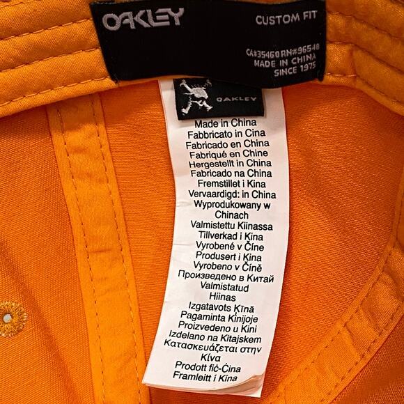 Oakley Factory Pilot Orange Hat Baseball Cap Rubber Patch TINCAN Size 7 M/L 22" - Picture 8 of 8